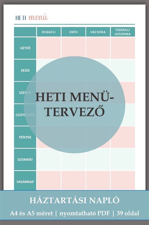 Heti menütervező tábla