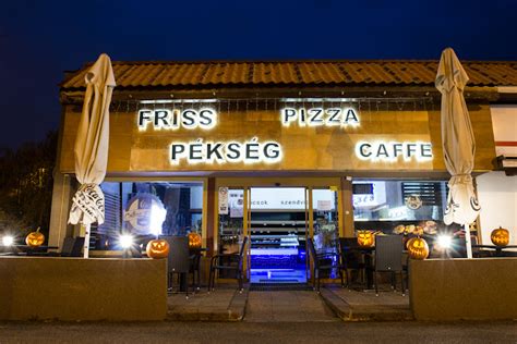 A Csillag Pékség, Kávézó és Pizzéria logója és homlokzata