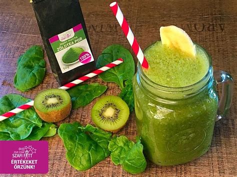 Kivi, banán és spenót egy vibráló zöld smoothie-ban