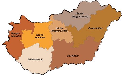 Magyarországi gasztronómiai régiók térképe