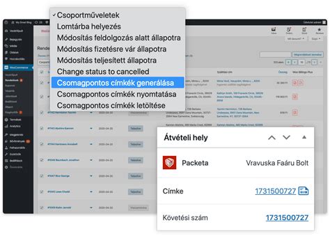 Szállítási opciók és csomagpontok térképe