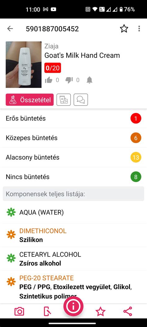 Összetevők listája kozmetikai termékeken
