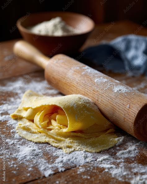 Homemade pasta dough being rolled thin