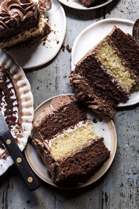 Birthday cake with vanilla and chocolate layers