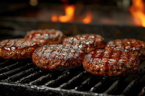 Hamburger patties on grill