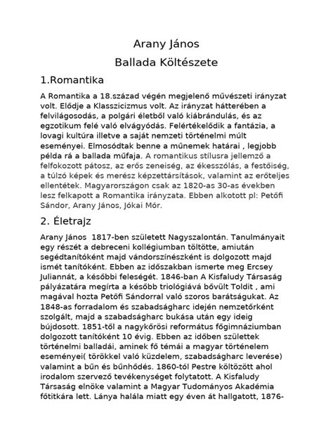 Arany János a modern olvasó szemével