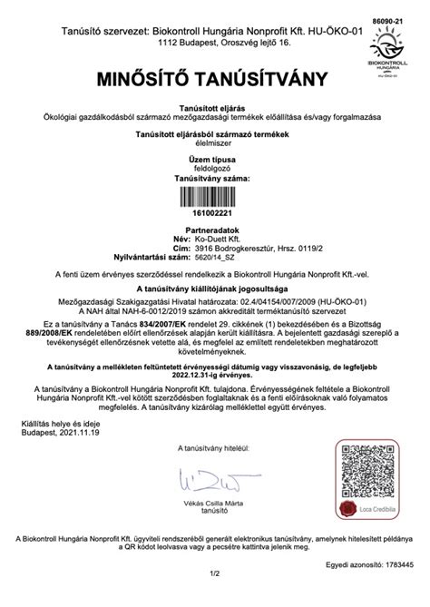 Bio tanúsítványok és minőségellenőrzés