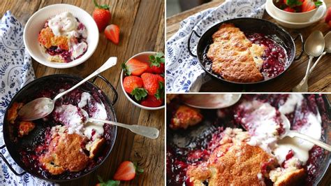 erdei gyümölcsös cobbler tányéron, fagyival