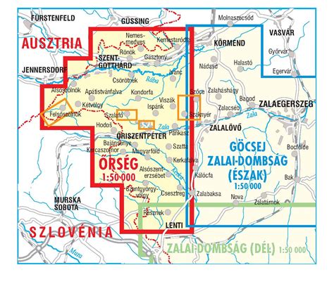 Térkép az Őrség főbb túraútvonalairól