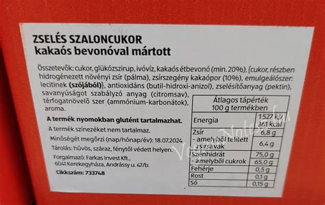 Szaloncukor összetevők listája