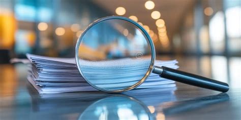 Legal disclaimer document with a magnifying glass