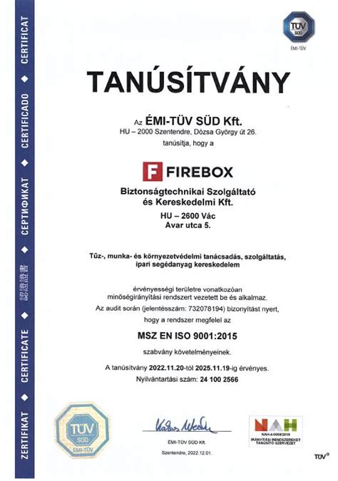 ISO 9001 Minőség Irányítási Rendszer tanúsítvány logója