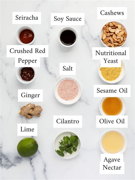 Ingredients for cashew dressing