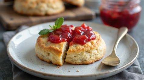 Scone friss lekvárral és tejszínnel