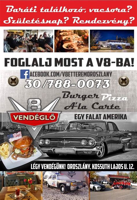 A V8 Vendéglő Cece egykori külső megjelenése amerikai rendőrautóval