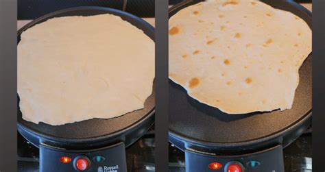 Tortilla lapok sütése serpenyőben