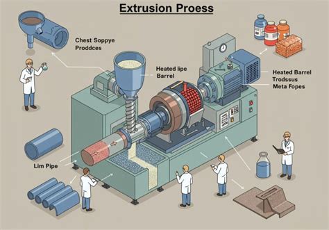 Az extrudálás folyamatát szemléltető diagram