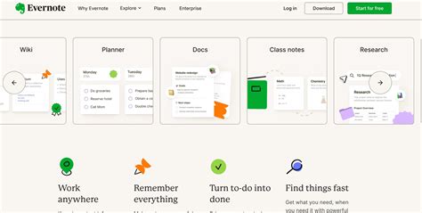 Evernote felülete