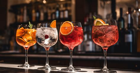 Különböző koktélok feltálalva nyári parti kellékei között