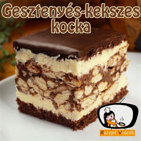 Gesztenyés kekszes kocka szeletek tányéron