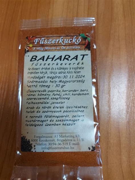 Baharat fűszerkeverék összetevői