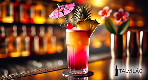 Singapore Sling koktél egzotikus díszítéssel