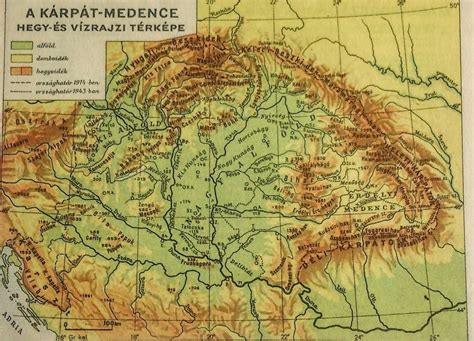 A Kárpát-medence térképe a történelmi Magyarország határaival