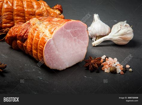 shashlik with smoked ham pieces