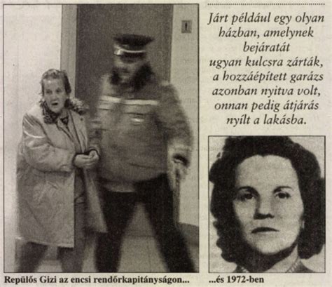 Repülős Gizi idős asszonyként, egy kollégium előtt