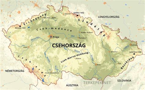 Magyarország és Csehország térképe