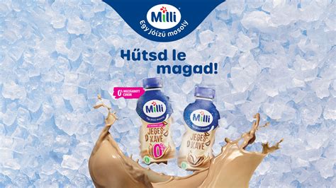 Milli márka logója és tejtermékcsalád illusztráció