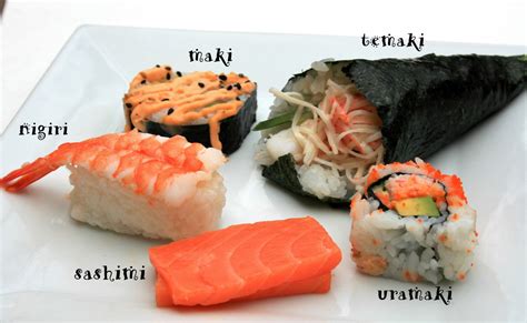Különböző sushi típusok