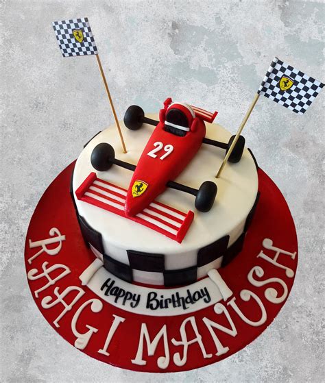 Finished Formula 1 race car cake