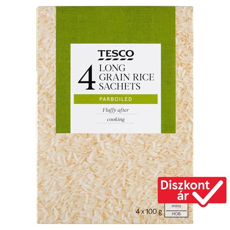 Tesco előgőzölt hosszú szemű rizs csomagolása