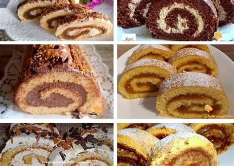 Piskótatekercs különböző töltelékekkel