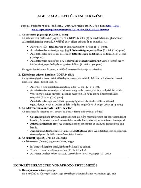 A GDPR főbb pillérei infografika