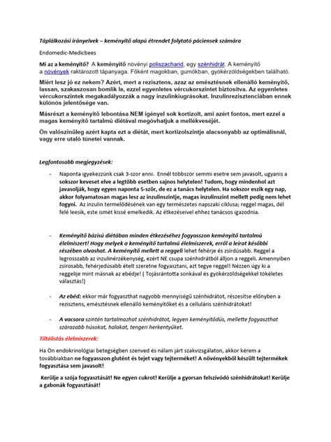 Táplálkozási irányelvek Syncumar diétához