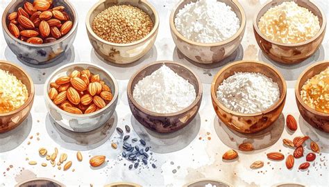 Variety of paleo flours and seeds