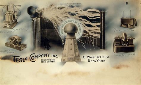 Nikola Tesla portréja és a vezeték nélküli energia elrendezése