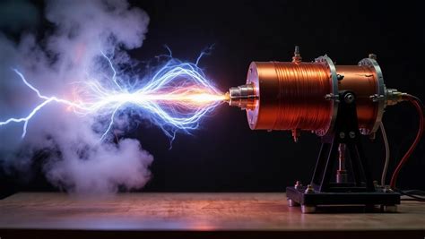 Ember, aki egy égő izzót tart egy Tesla tekercs közelében