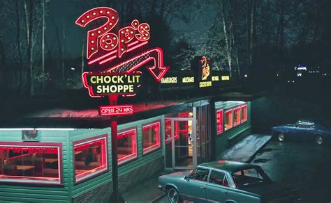 Térkép Riverdale városáról, kiemelve a legfontosabb helyszíneket, mint a Pop's Chock'lit Shoppe és a Riverdale High School.