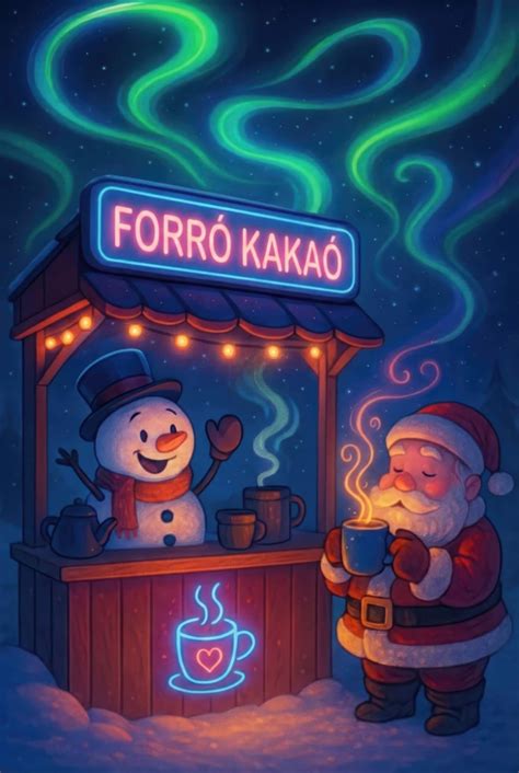 Karácsonyi hangulatú csésze forró kakaó