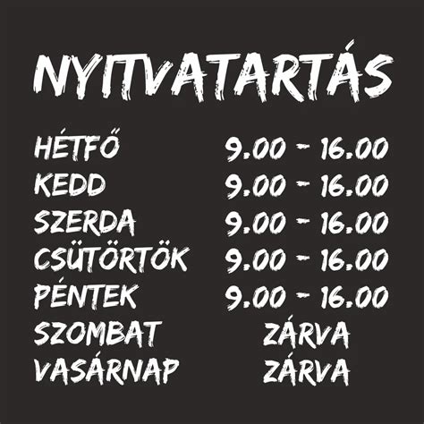 Nyitvatartási tábla