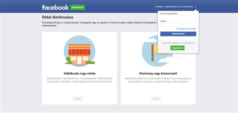 Facebook oldal felület