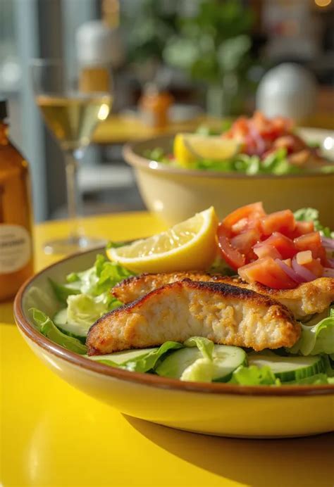 Tányér jércesaláta friss zöldségekkel és grillezett csirkemellel
