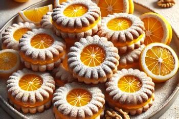 Citromos diós kekszek tálalva, díszítve