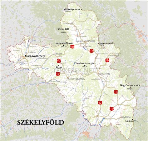Térkép: Székelyföld gasztronómiai útvonalai