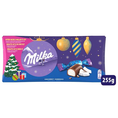 Milka kókuszos szaloncukor csomagolása