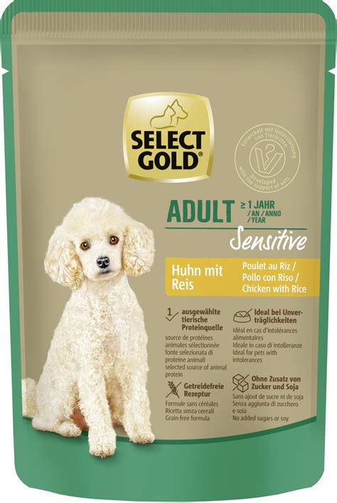 kutyaeledel csomagolás Select Gold Sensitive Csirke Rizs 800gr