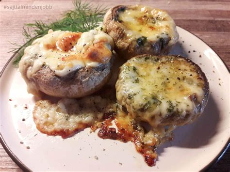 Töltött gombafejek sajttal és sonkával